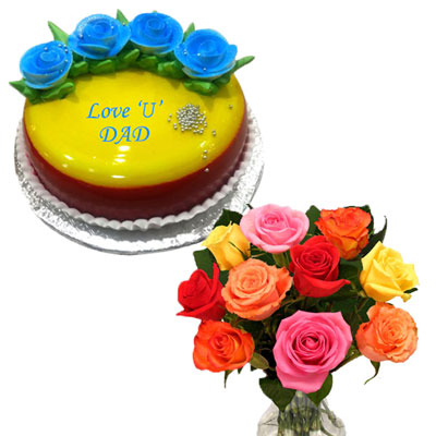 "Vanilla flavor Gel Cake -1 kg, Flower Arrangement - Click here to View more details about this Product
